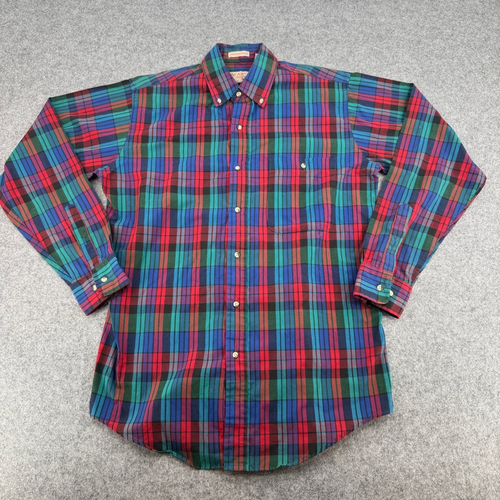 The Fox Collection Mens Plaid Button Down Shirt Multicolor Long Sleeve Medium